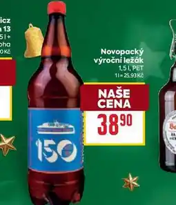 Billa Novopacký výroční ležák 1,51, PET nabídka
