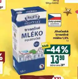 Billa Trvanlivé mléko 1,5% nabídka