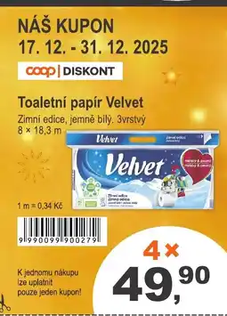 COOP DISKONT Toaletní papír Velvet nabídka