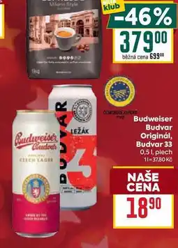 Billa Budweiser Budvar Originál, Budvar 33 0,51l, plech nabídka