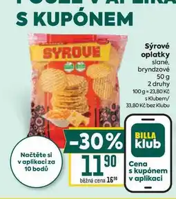 Billa Sýrové oplatky slané, bryndzové 50 g nabídka
