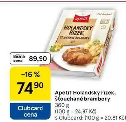 Tesco Apetit Holandský řízek, šťouchané brambory, 360 g nabídka