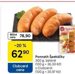 Tesco Ponnath Špekáčky, 300 g, balené nabídka