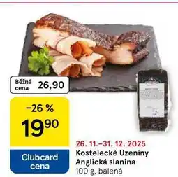 Tesco Kostelecké uzeniny Anglická slanina, 100 g, balená nabídka