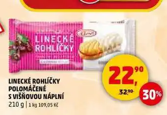 Penny Market LINECKÉ ROHLÍČKY POLOMÁČENÉ S VIŠŇOVOU NÁPLNÍ, 210 g nabídka