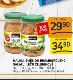 Flop HALALI, SMĚS DO BRAMBOROVÉHO SALÁTU, LEČO ZELENINOVÉ 320- 330 g. p.p. 150 - 175 g nabídka