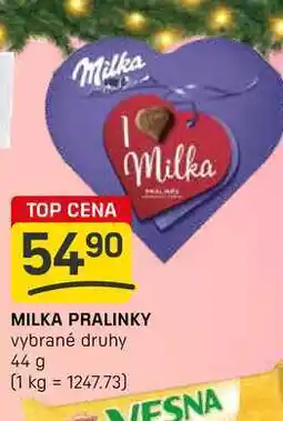 Flop MILKA PRALINKY vybrané druhy 44 g nabídka