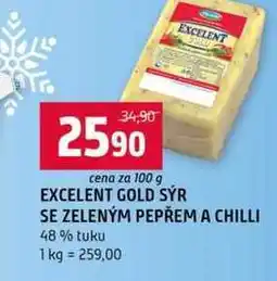 Terno XCELENT GOLD SÝR SE ZELENÝM PEPŘEM A CHILLI 48% tuku 100g nabídka