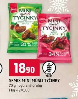 Terno SEMIX MINI MÜSLI TYČINKY 70 g vybrané druhy nabídka