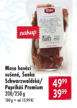 Qanto Maso hovězí sušené, Šunka Schwarzwaldská Paprikáš Premium nabídka
