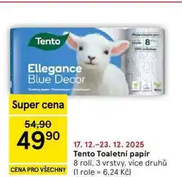 Tesco Tento Toaletní papír 8 rolí, 3 vrstvy, více druhů nabídka