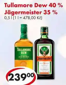 CBA Tullamore Dew 40%, Jägermeister 35%, 0,5 l nabídka
