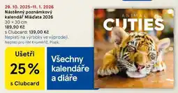 Tesco Nástěnný poznámkový kalendář Mláďata 2026, 30 x 30 cm nabídka
