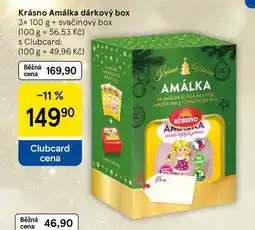 Tesco Krásno Amálka dárkový box, 3x 100 g + svačinový box nabídka