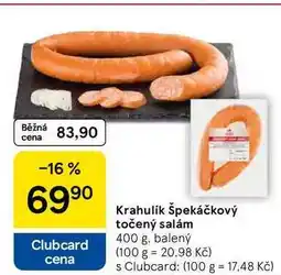 Tesco Krahulik špekáčkový točený salám, 400 g nabídka