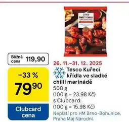 Tesco Tesco Kuřecí křídla ve sladké chilli marinádě, 500 g nabídka