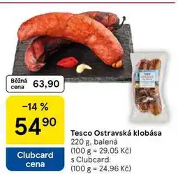 Tesco Tesco Ostravská klobása, 220 g, balená nabídka