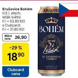 Tesco Krušovice Bohém, 0.5 l, plech nabídka