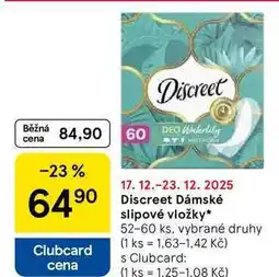 Tesco Discreet Dámské slipové vložky, 52-60 ks, vybrané druhy nabídka