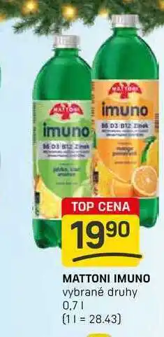 Flop MATTONI IMUNO vybrané druhy 0,7l nabídka