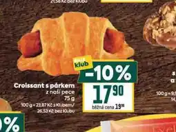 Billa Croissant s párkem nabídka