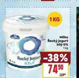 Billa Milko řecký jogurt bílý 0% nabídka