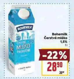 Billa Bohemilk čerstvé mléko 1,5% nabídka