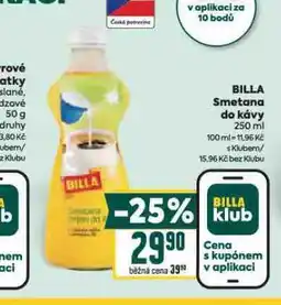 Billa Smetana do kávy nabídka