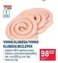 Makro VINNÁ KLOBÁSA/ VINNÁ KLOBÁSA BEZLEPEK nabídka