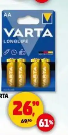 Penny Market Baterie Varta longlife nabídka