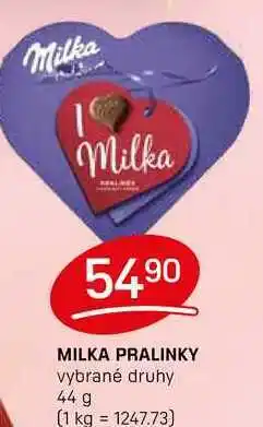 Flop MILKA PRALINKY vybrané druhy 44g nabídka