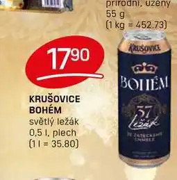 Flop KRUŠOVICE BOHÉM světlý ležák 0,5 1. plech nabídka