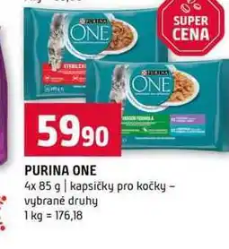 Terno PURINA ONE 4x 85 g kapsičky pro kočky vybrané druhy nabídka