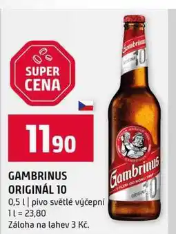 Terno GAMBRINUS ORIGINÁL 10 0,5l pivo světlé výčepní nabídka