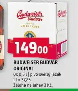 Terno BUDWEISER BUDVAR ORIGINAL 8x 0,5l pivo světlý ležák nabídka