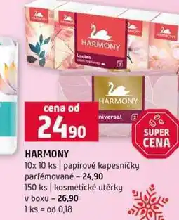 Terno HARMONY 10x 10 ks papírové kapesničky parfémované 150 ks kosmetické utěrky v boxu nabídka