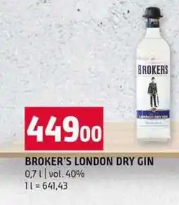 Terno BROKER'S LONDON DRY GIN 0,7l vol. 40% nabídka