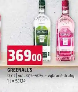 Terno GREENALL'S 0,7l vol. 37,5-40% vybrané druhy nabídka