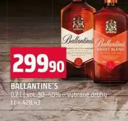 Terno BALLANTINE'S 0.7l vol 30-40% vybrané druhy nabídka