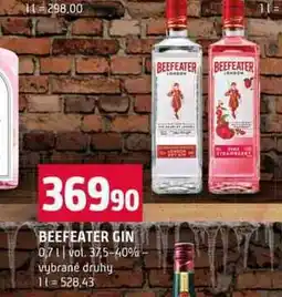 Terno BEEFEATER GIN 0,7l vol. 37,5-40% vybrané druhy nabídka