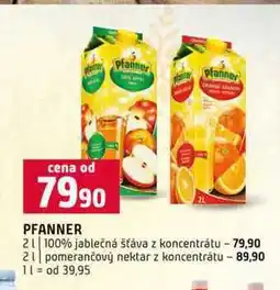 Terno PFANNER 2l 100% jablečná šťáva z koncentrátu pomerančový nektar z koncentrátu nabídka