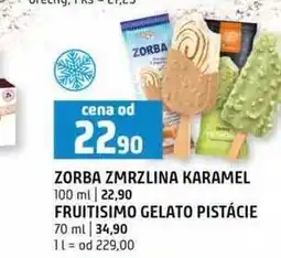 Terno ZORBA ZMRZLINA KARAMEL 100 ml FRUITISIMO GELATO PISTÁCIE 70 ml nabídka