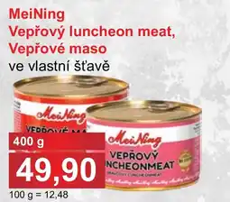 PLUS JIP MeiNing Vepřový luncheon meat, Vepřové maso nabídka