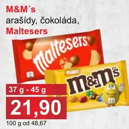 PLUS JIP M&M's arašídy, čokoláda, Maltesers nabídka