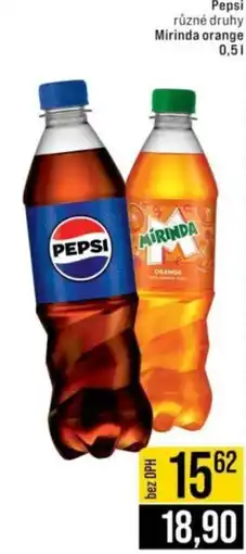 Jip Pepsi různé druhy Mirinda orange nabídka