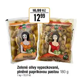 TEMPO Zelené olivy vypeckované, plněné paprikovou pastou nabídka