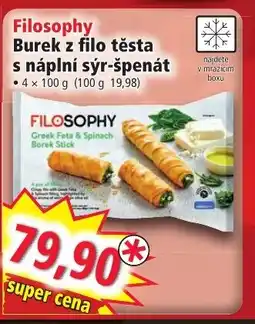 Norma Filosophy Burek z filo těsta s náplní sýr-špenát nabídka