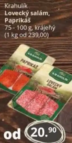 Potraviny CZ Krahulik Lovecký salám, Paprikáš nabídka