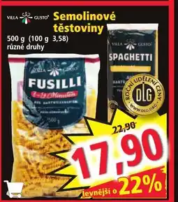 Norma VILLA GUSTO Semolinové těstoviny nabídka