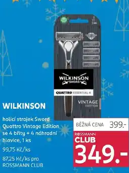 Rossmann WILKINSON holicí strojek Sword Quattro Vintage Edition se 4 břity + 4 náhradní hlavice nabídka